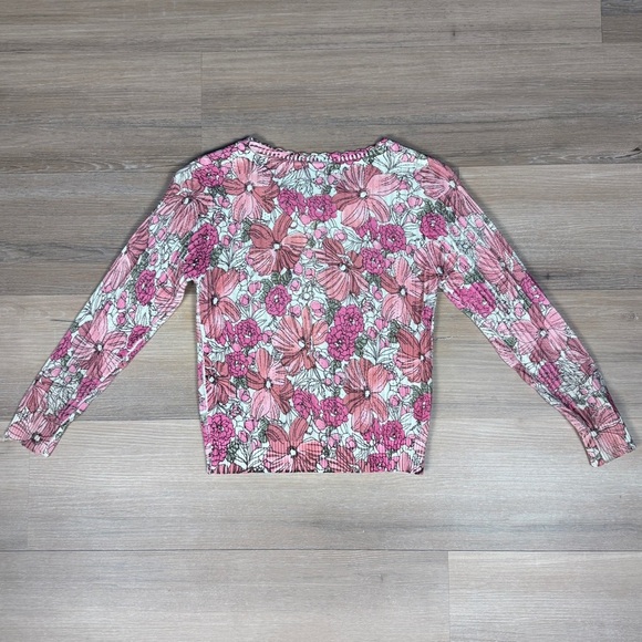 Charlotte Tarantola pink floral cardigan sweater, size Medium - Picture 2 of 6